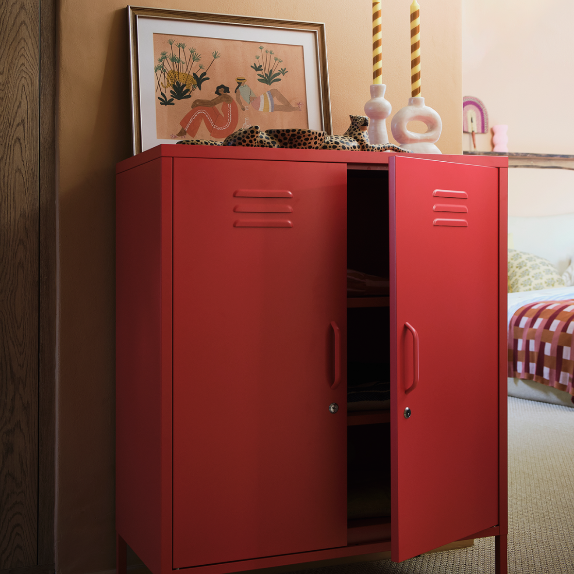 Popstrukt Sugar Cube Cabinet - Red Polka