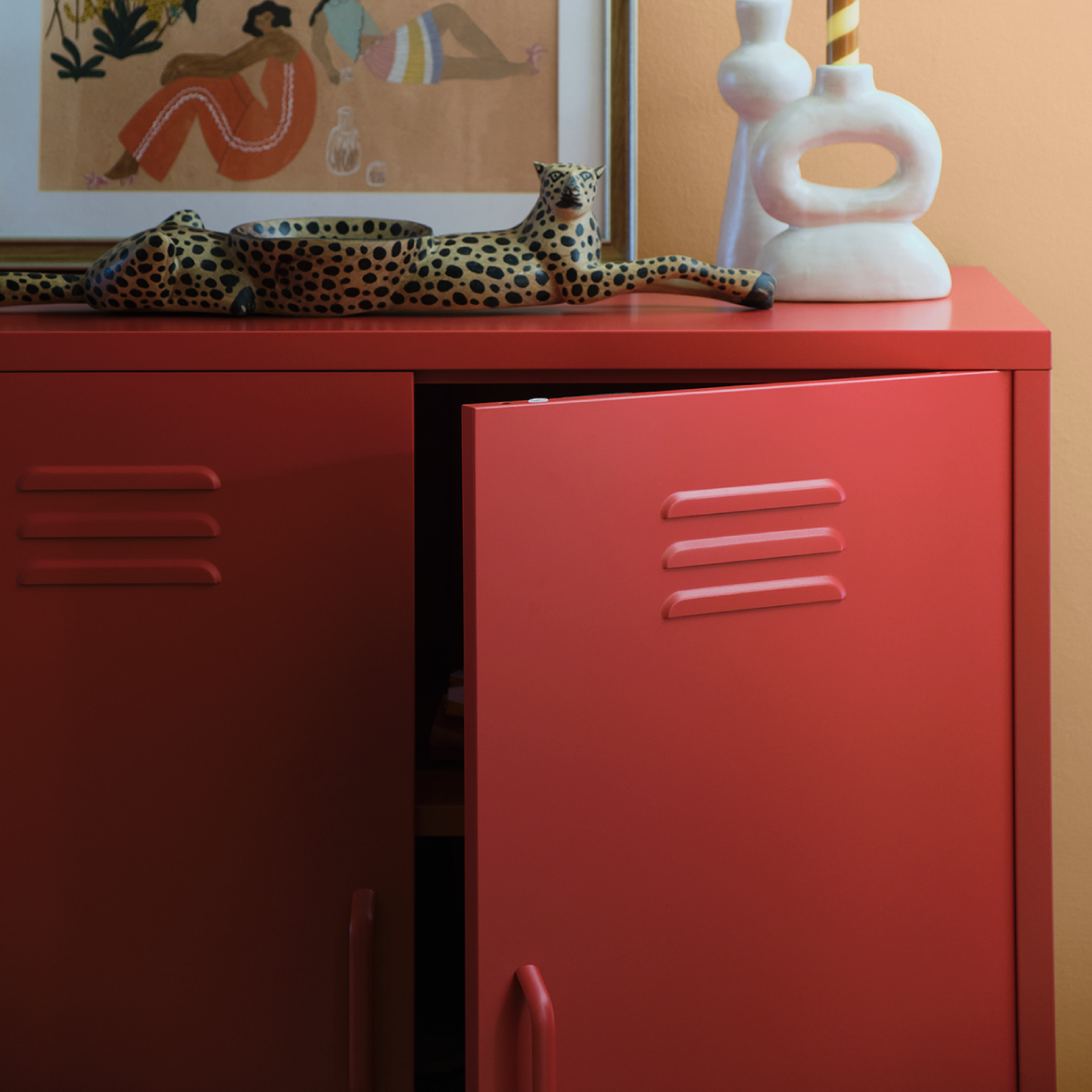 Popstrukt Sugar Cube Cabinet - Red Polka