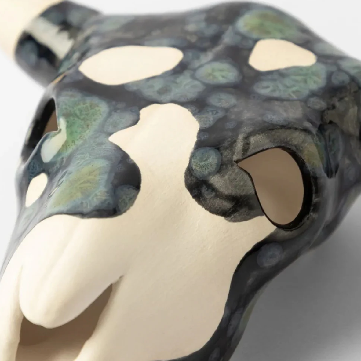 Hand Painted Large Cow Skull - Obsidian