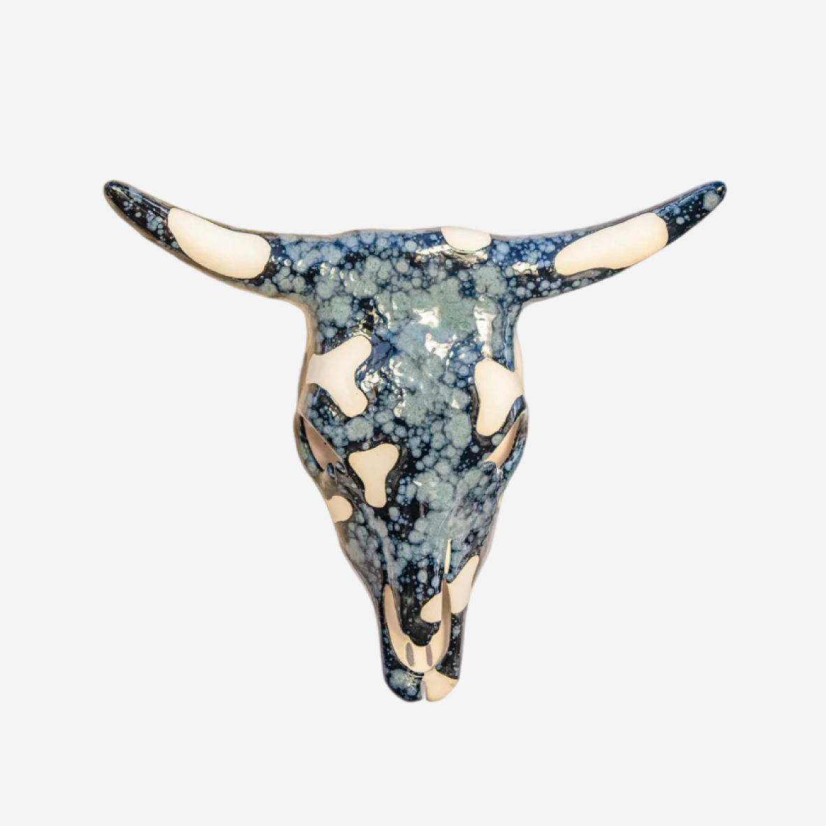 Hand Painted Large Cow Skull - Obsidian