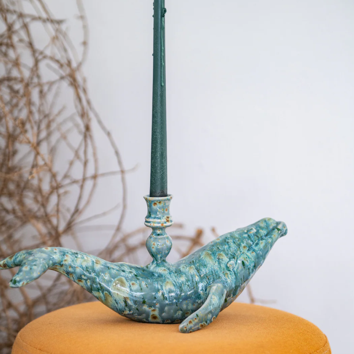 Ophelia The Baby Whale Candle Holder - Ocean Moss