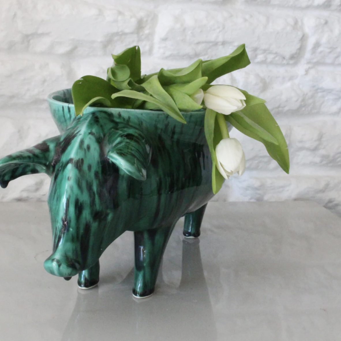 Pig Bowl - Emerald Green