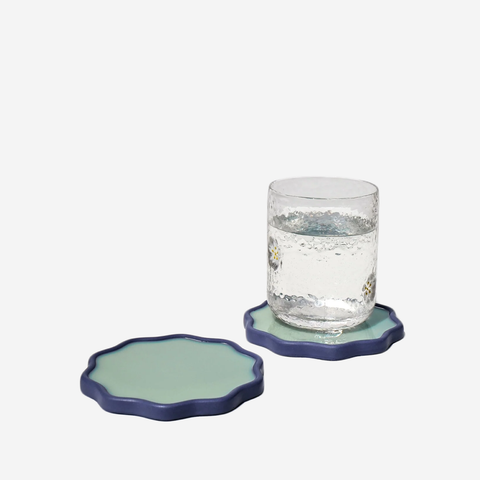 Set Of 2 Wavy Coasters - Blueberry