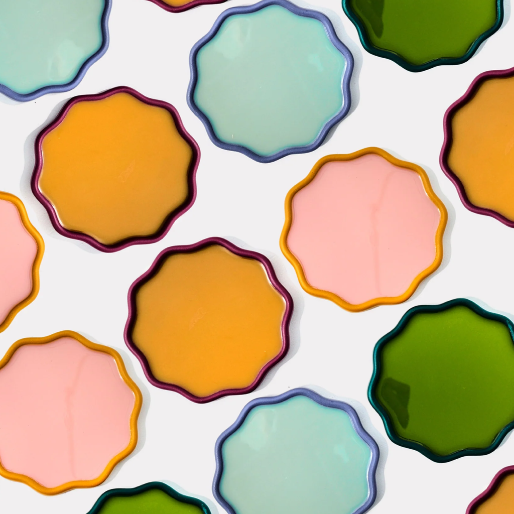 Set Of 2 Wavy Coasters - Passion Fruit