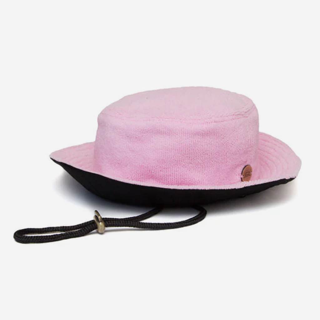 Towelling Bucket Hat - Pink & Black