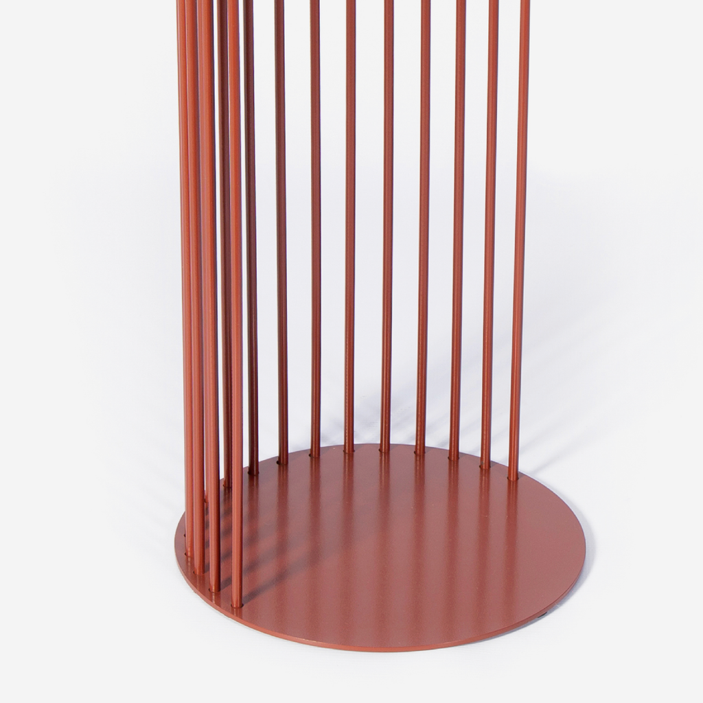 Spine End Table Oxide Red + Wood