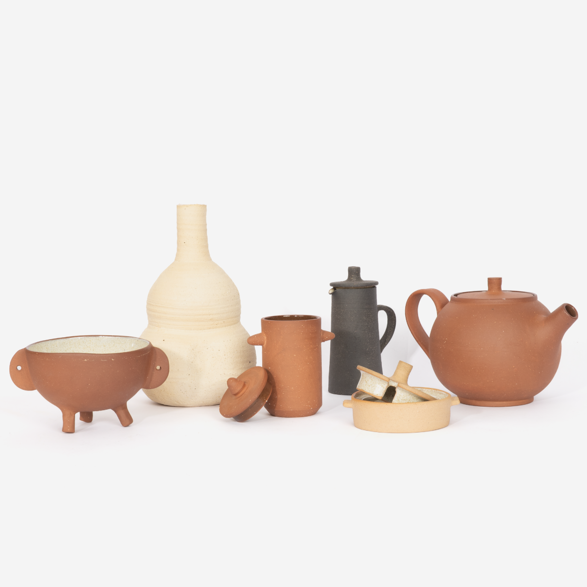 Teapot Two Cups - Terracotta