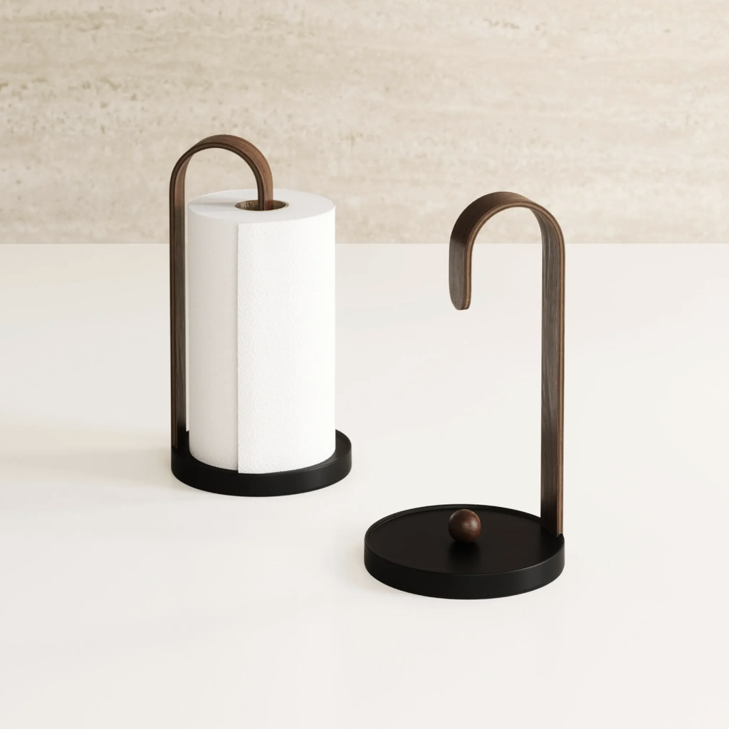 Bellwood Paper Towel Holder - Black & Walnut