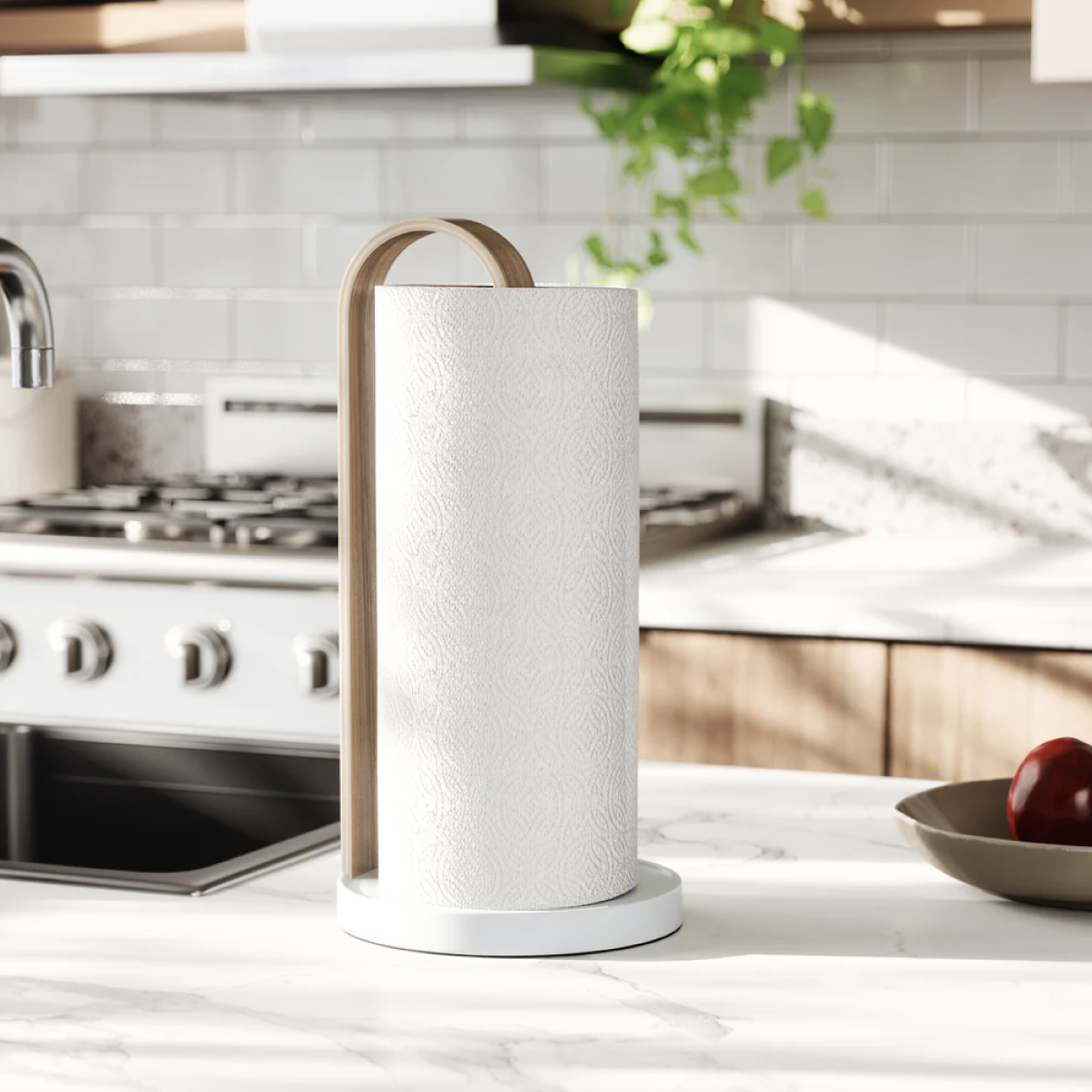 Bellwood Paper Towel Holder - White & Natural