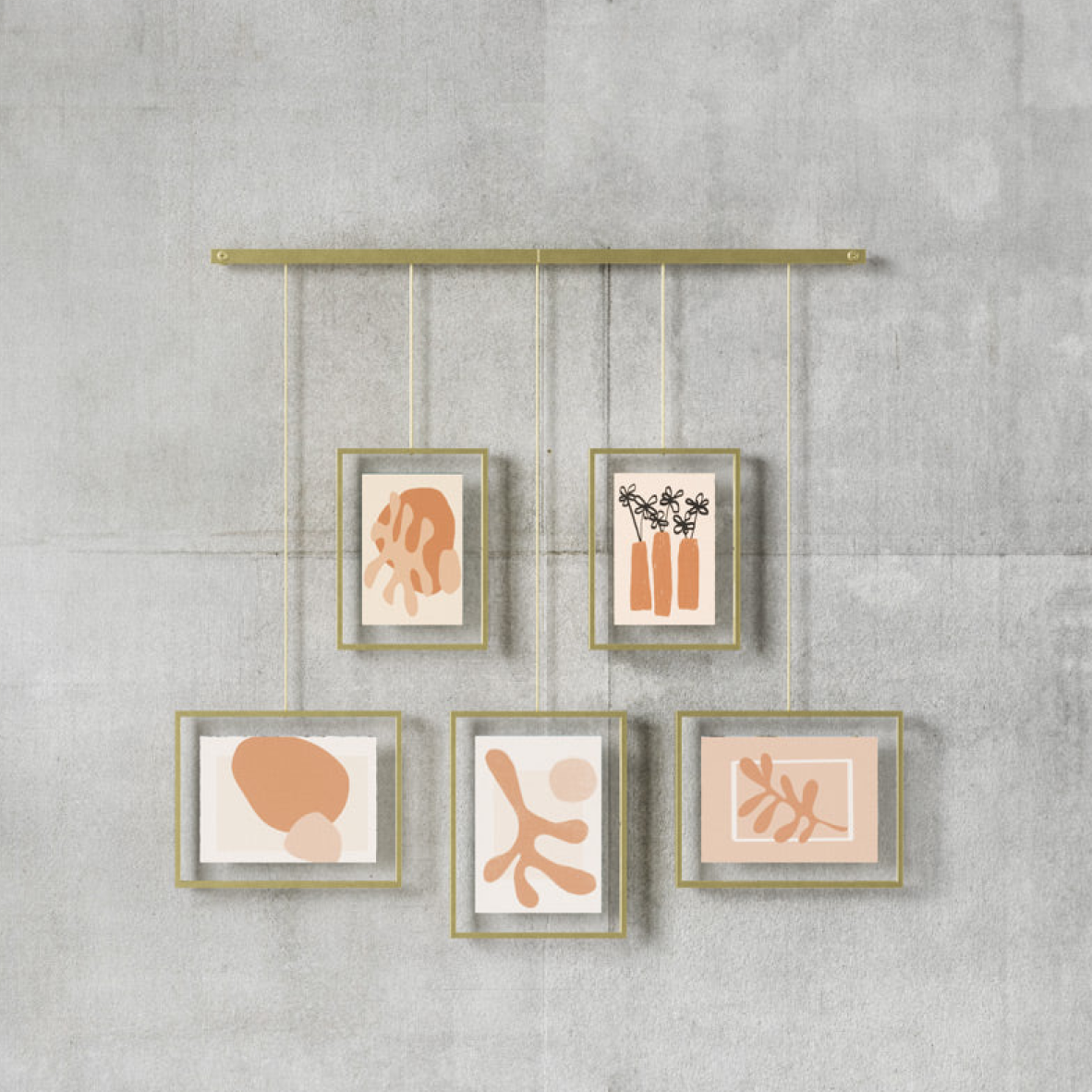 Exhibit Photo Display Set Of 5 - Brass