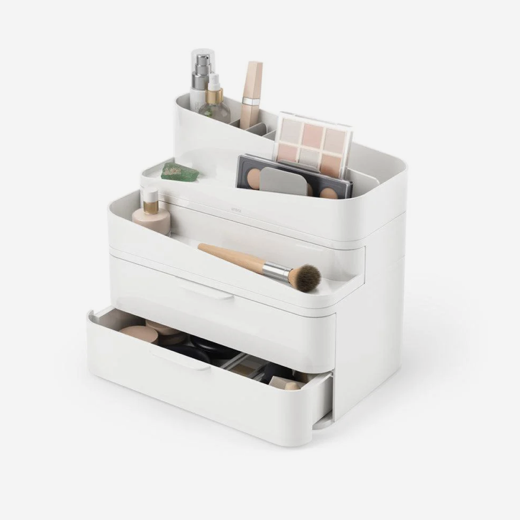 Glam Cosmetic Organiser Large - White & Grey