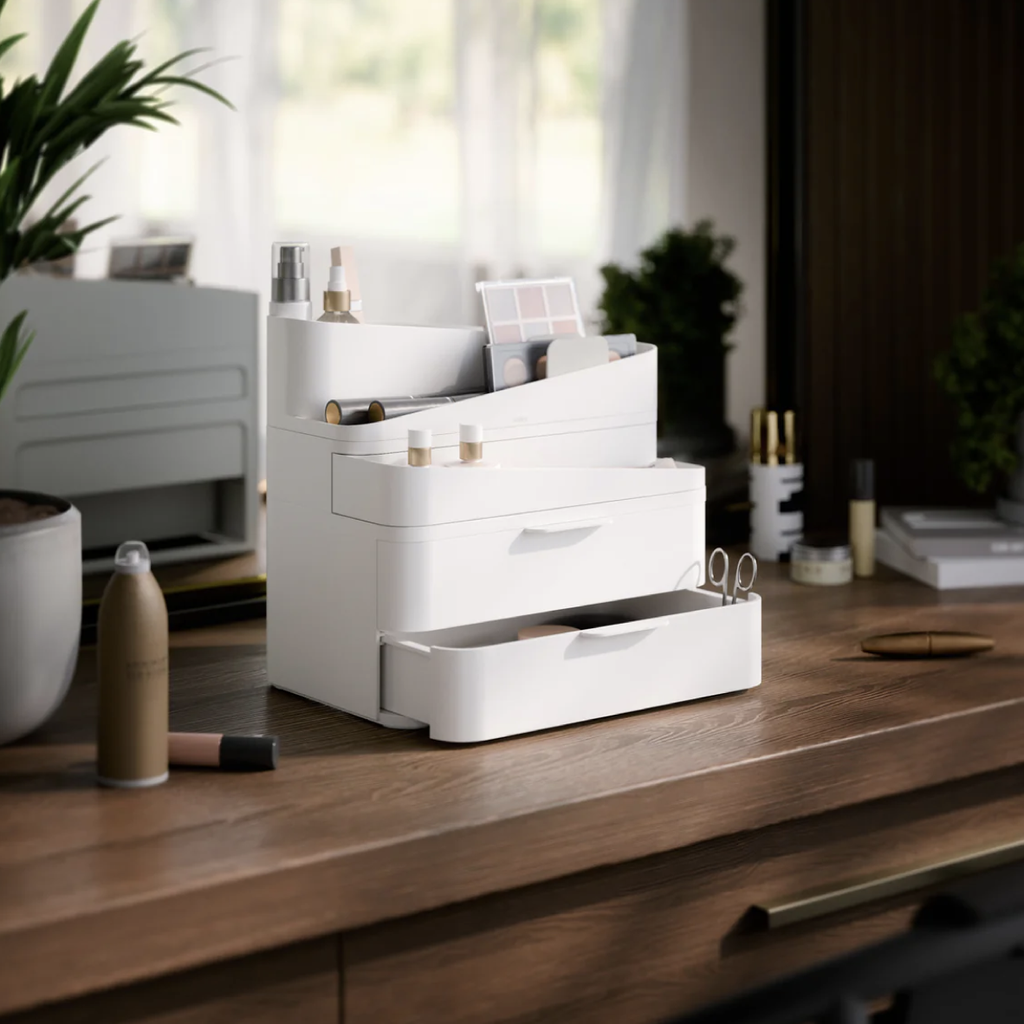 Glam Cosmetic Organiser Large - White & Grey