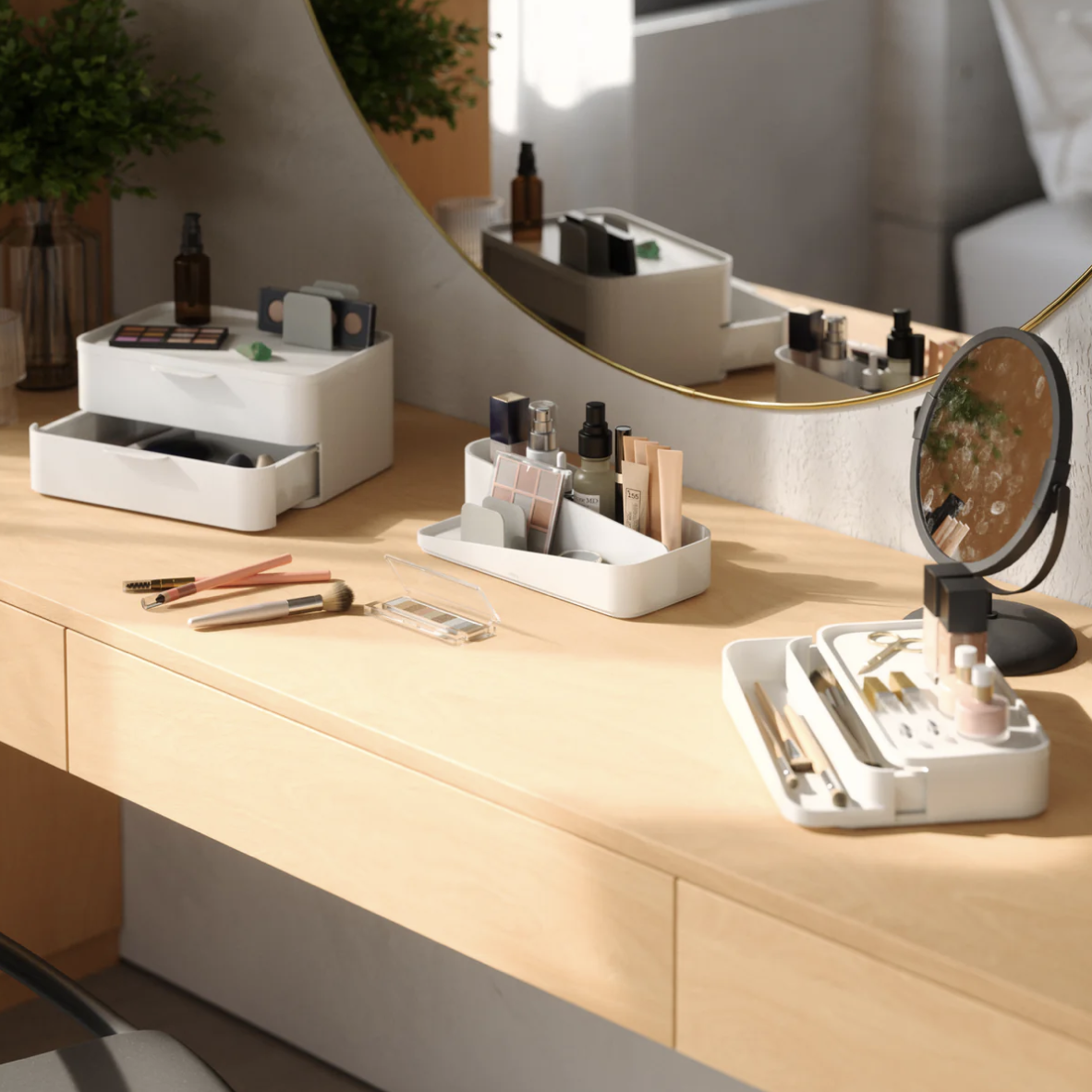 Glam Cosmetic Organiser Large - White & Grey