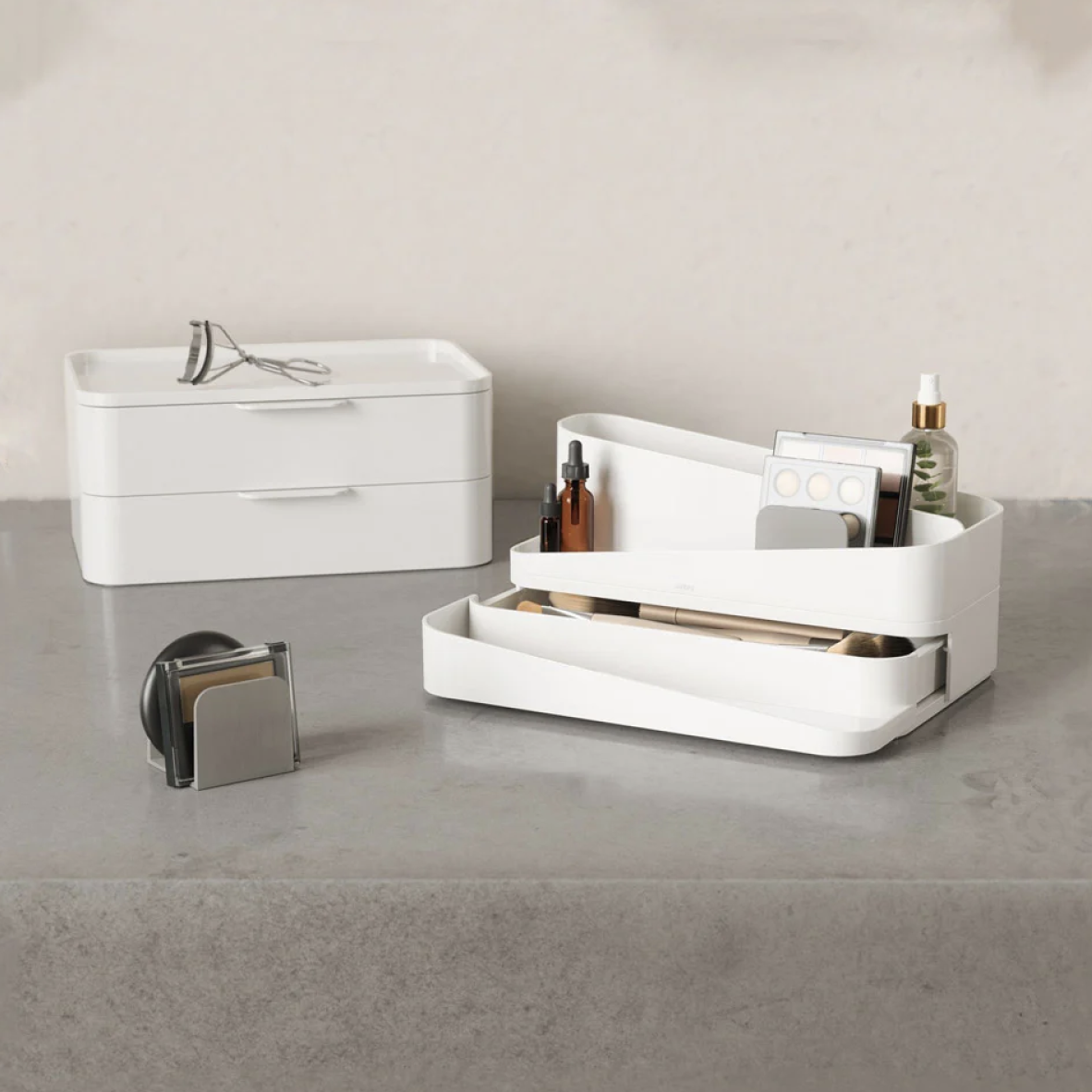 Glam Cosmetic Organiser Large - White & Grey