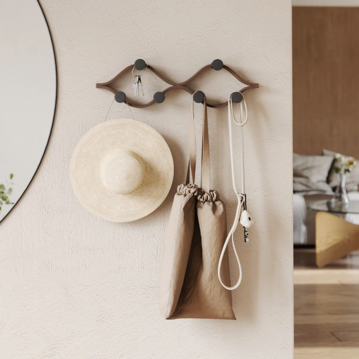 Montage 6 Hook - Black & Walnut