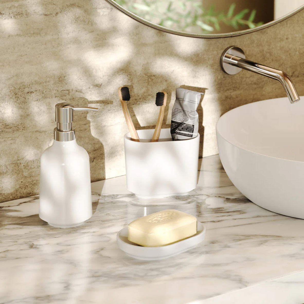 Step Toothbrush Holder - White