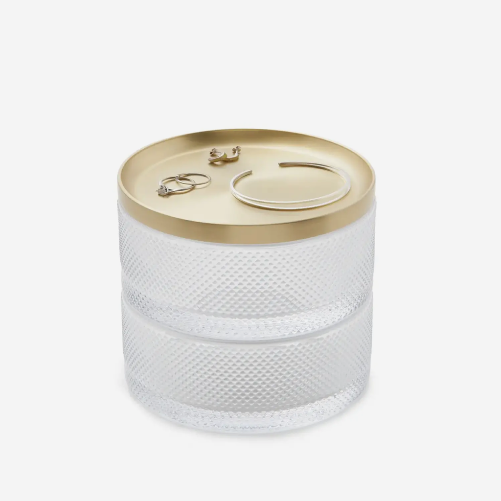 Tesora Glass Storage Box - Brass