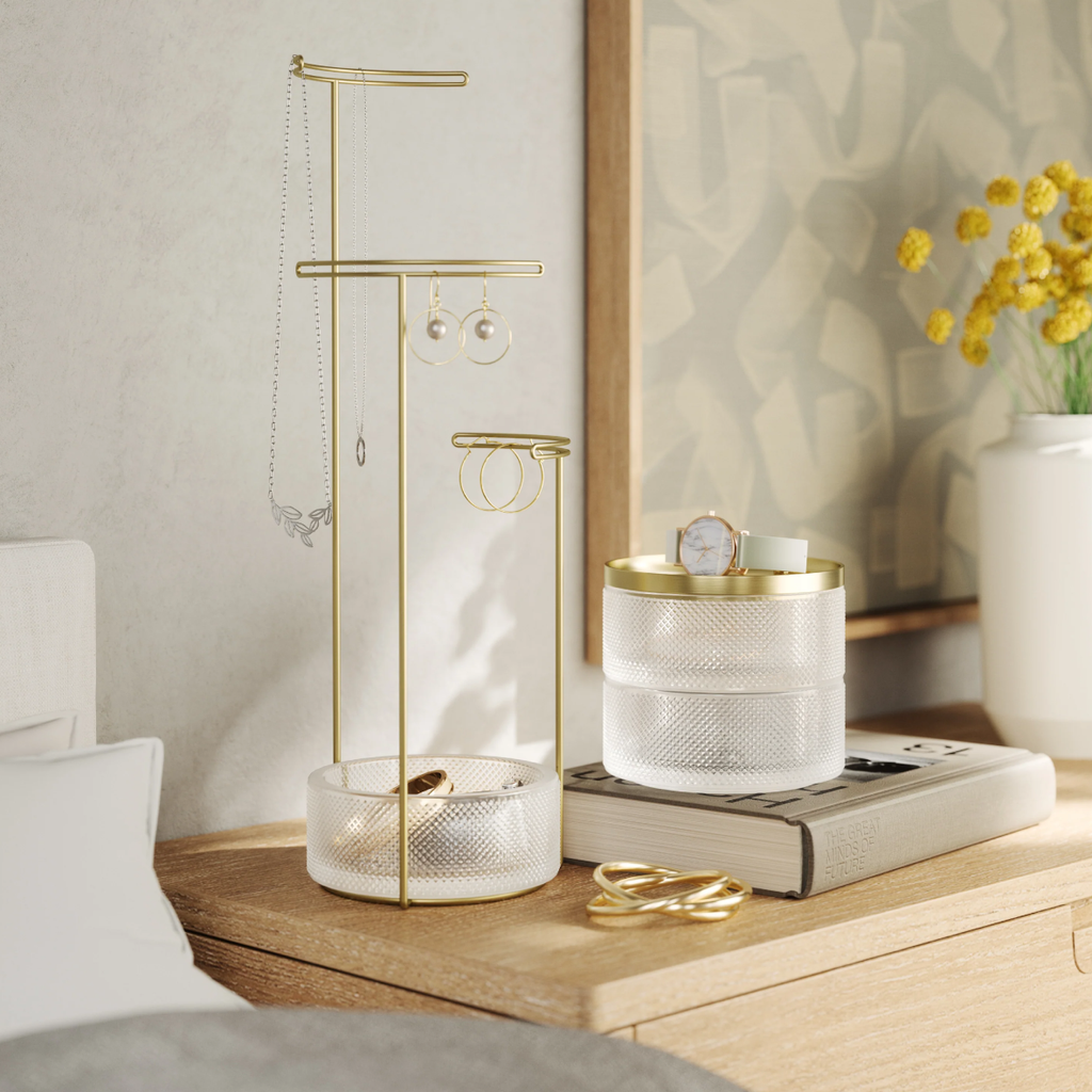 Tesora Glass Storage Box - Brass