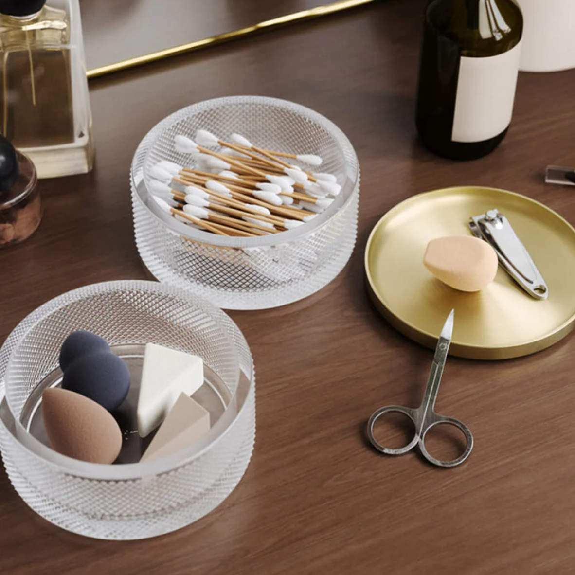 Tesora Glass Storage Box - Brass