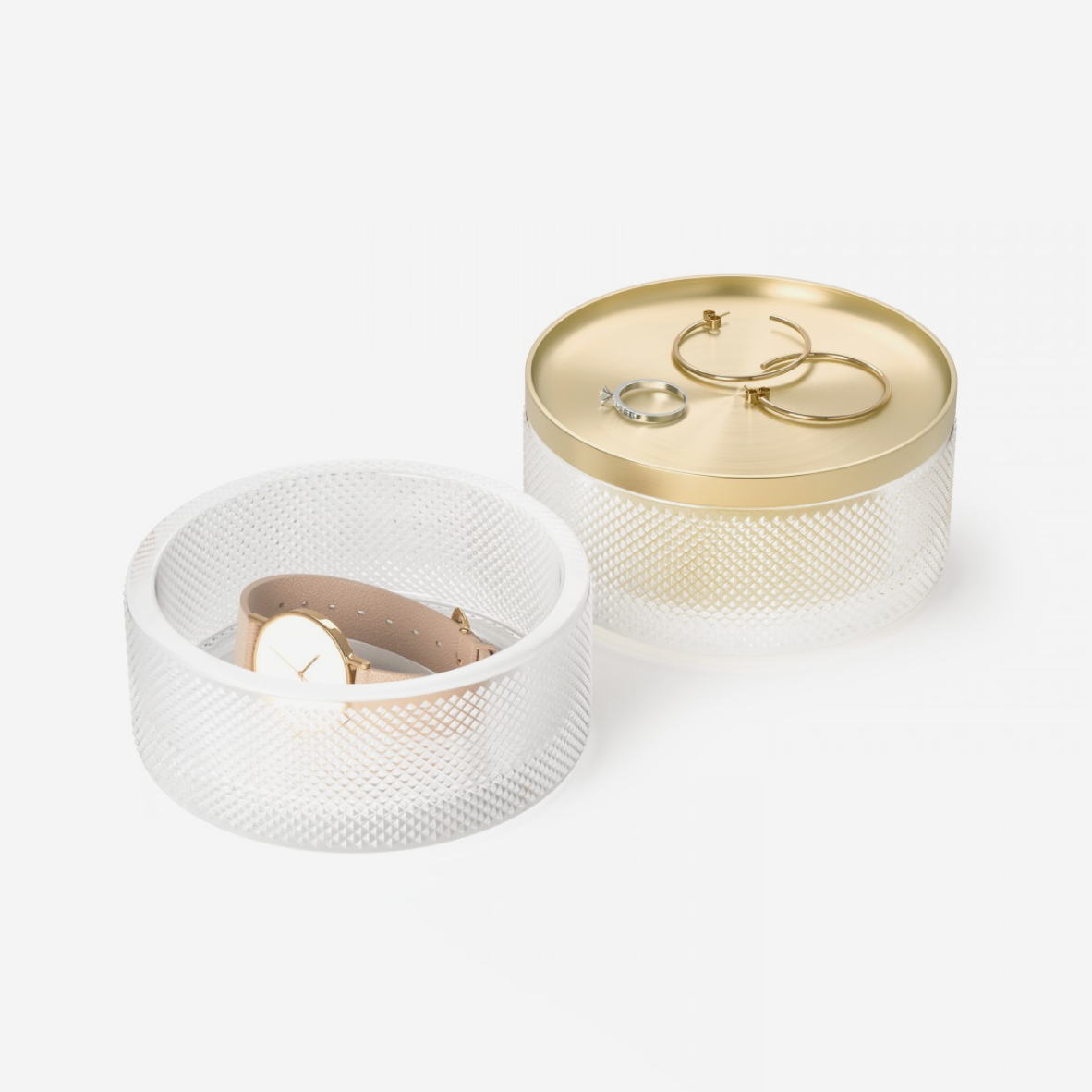Tesora Glass Storage Box - Brass