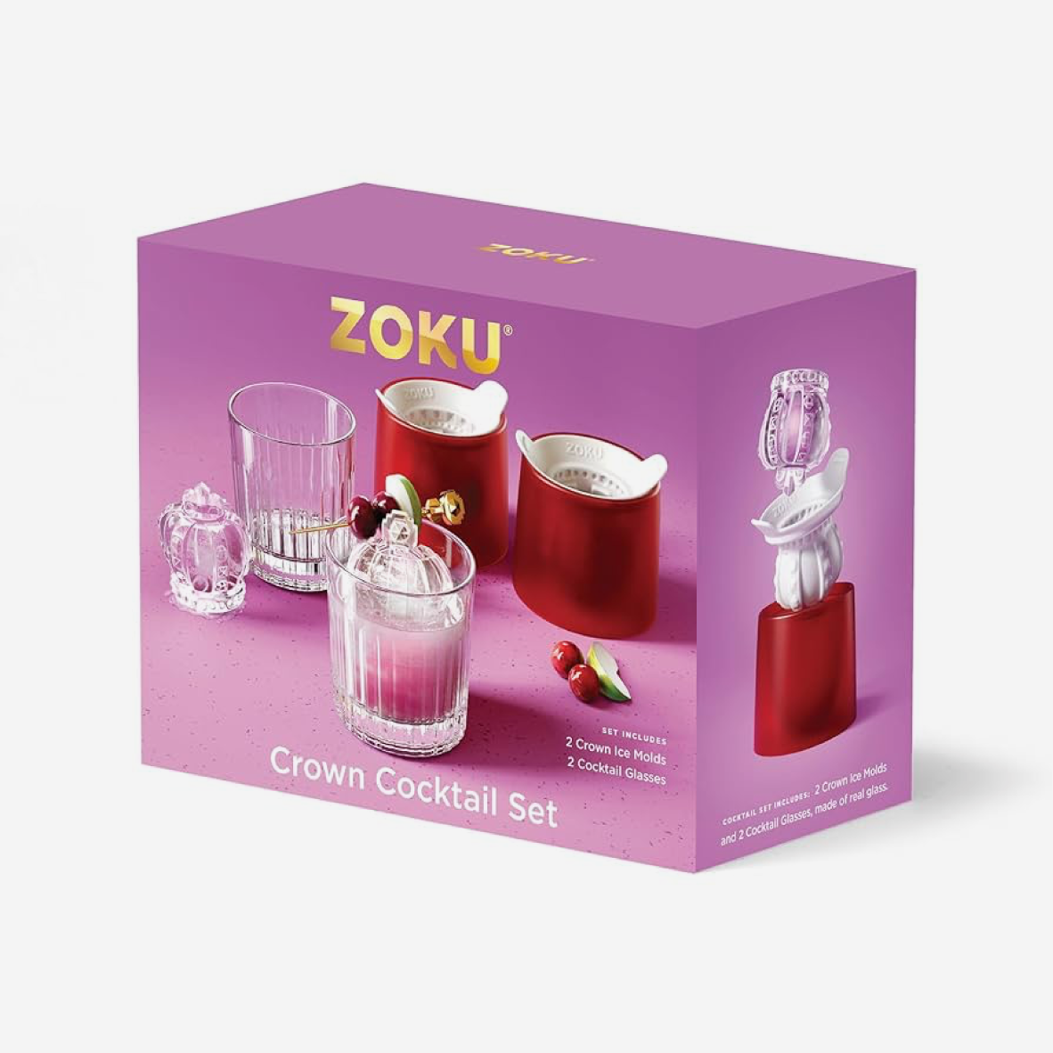 Zoku Crown Ice Moulds & Cocktail Glasses Set