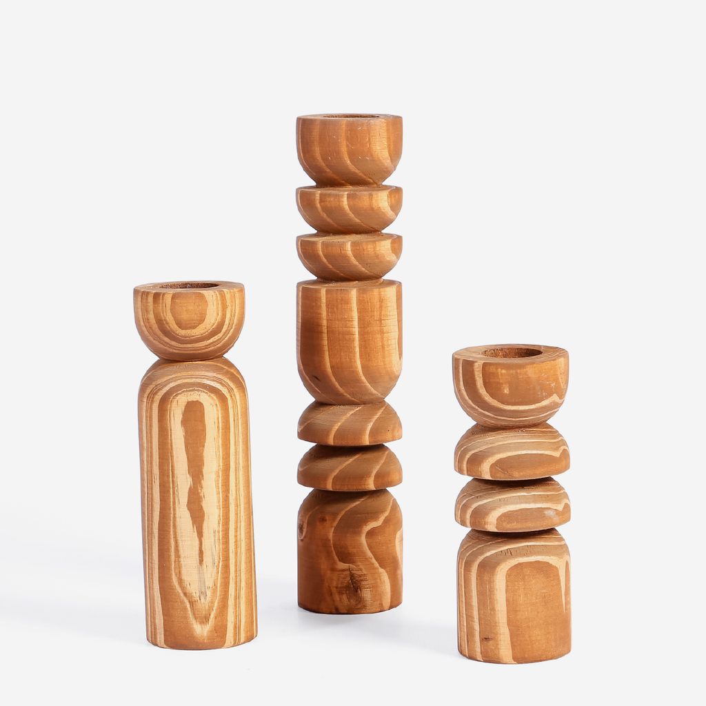 Abstract Candle Holder - Cognac