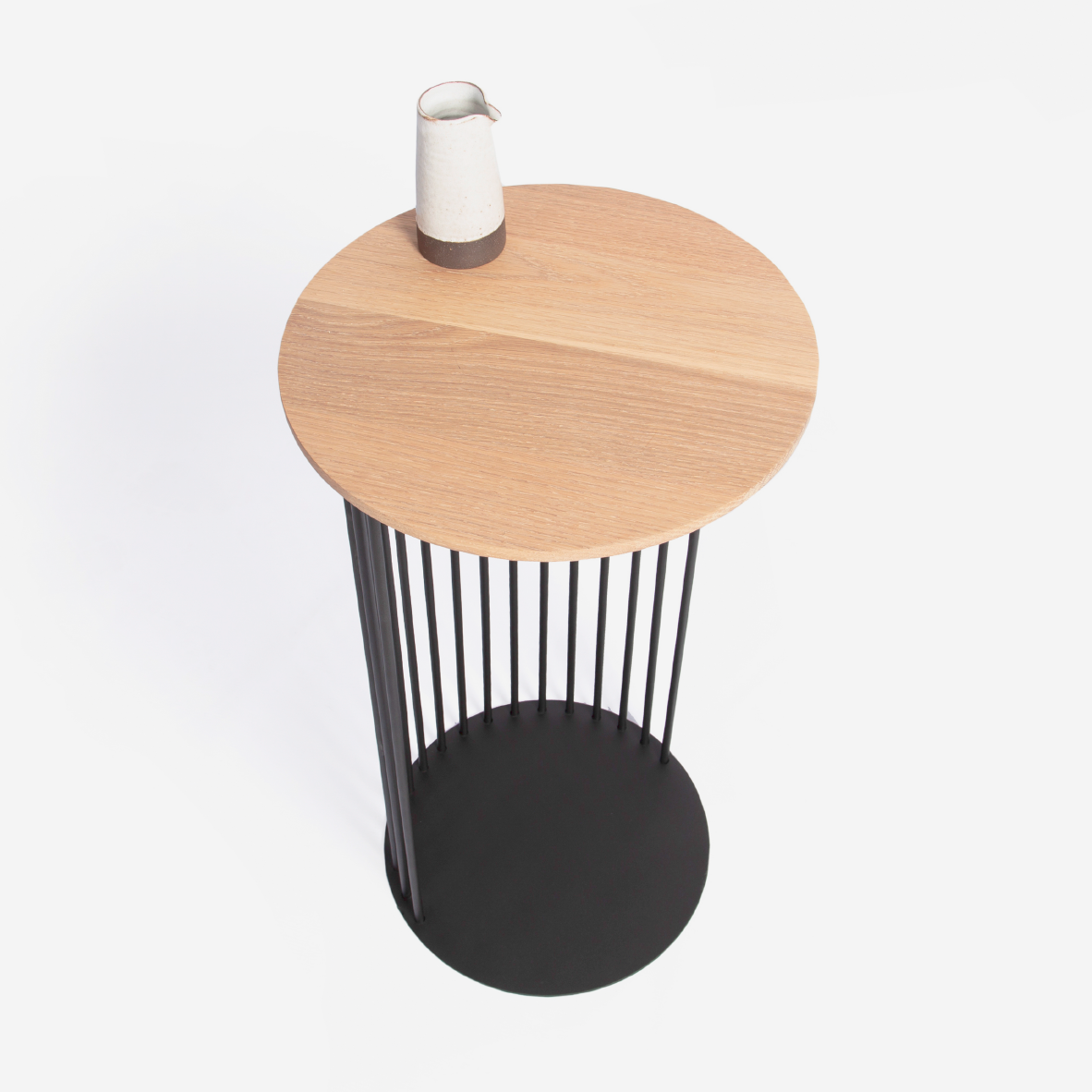 Spine End Table Black + Wood