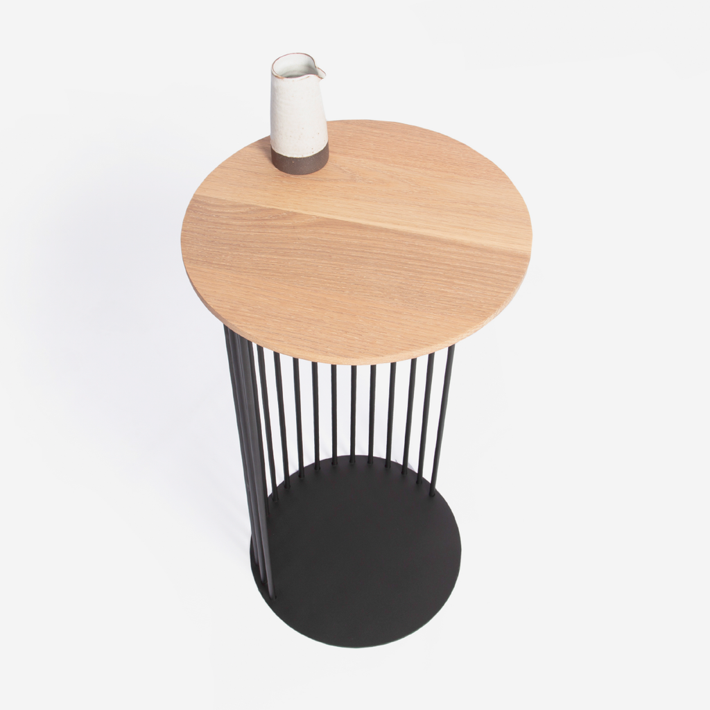 Spine End Table Black + Wood