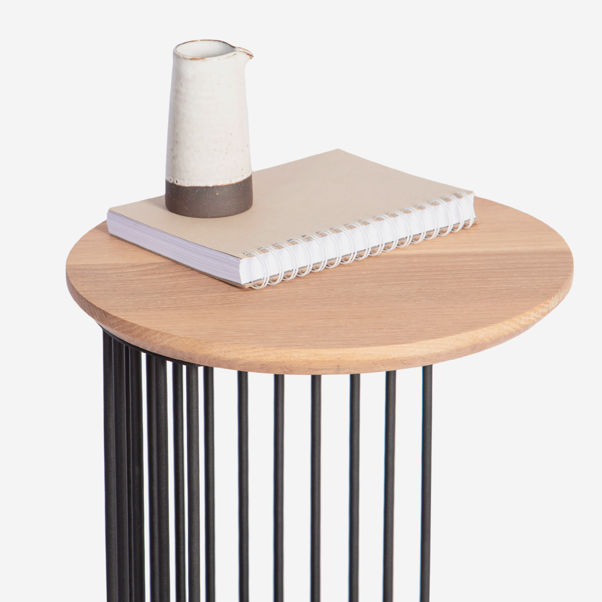 Spine End Table Black + Wood