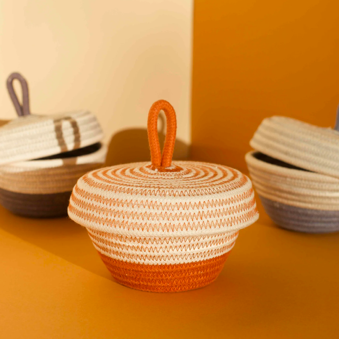 Petite Lidded Basket - Nutmeg