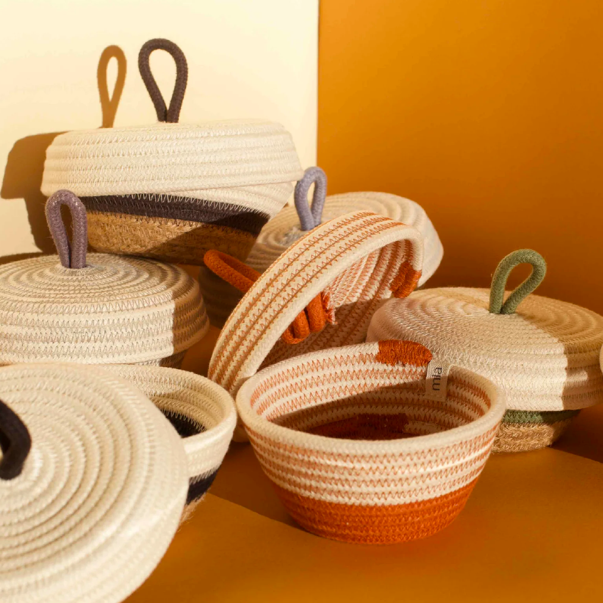 Petite Lidded Basket - Nutmeg