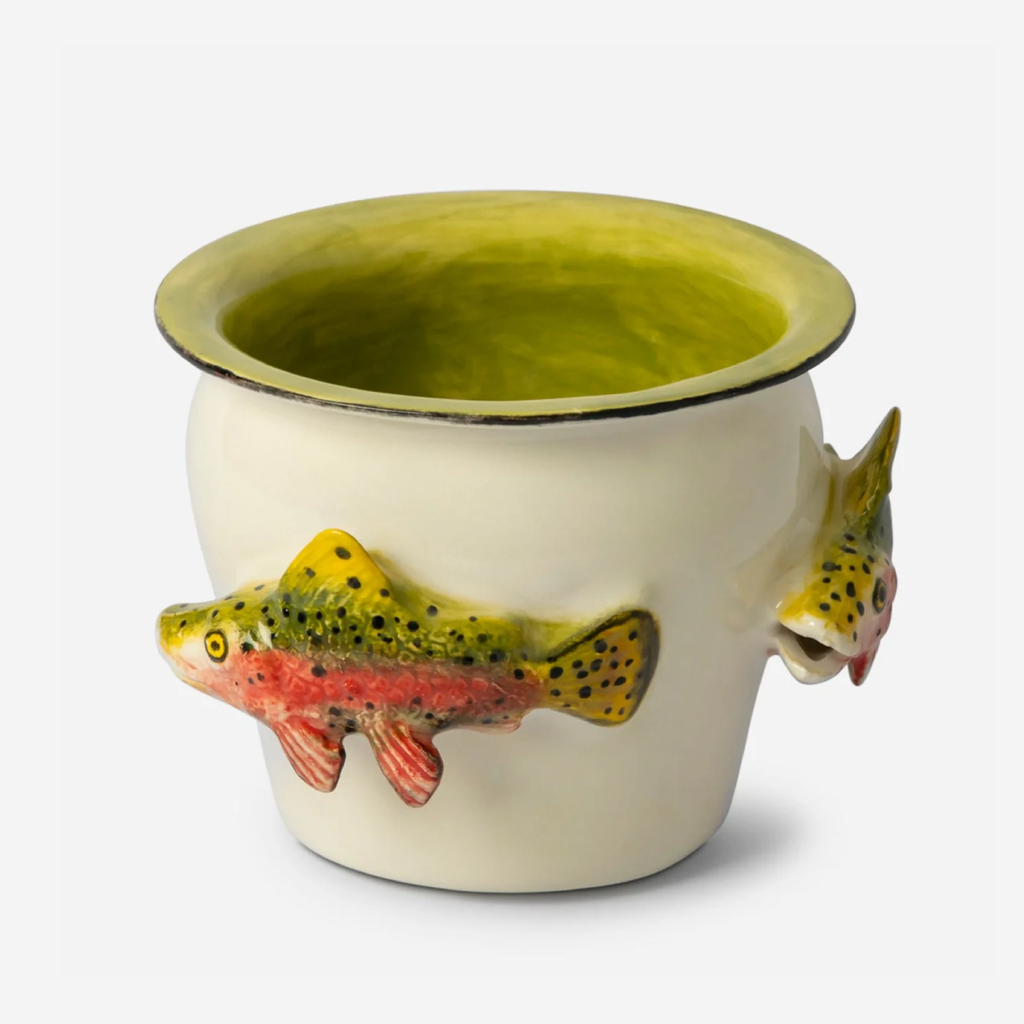 Hand Painted Rainbow Trout Planter