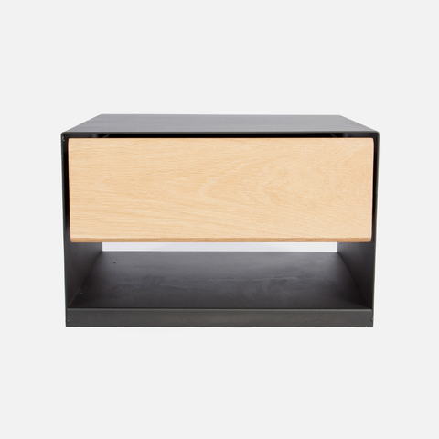 Oslo Steel Floating Bedside Table - Light Oak