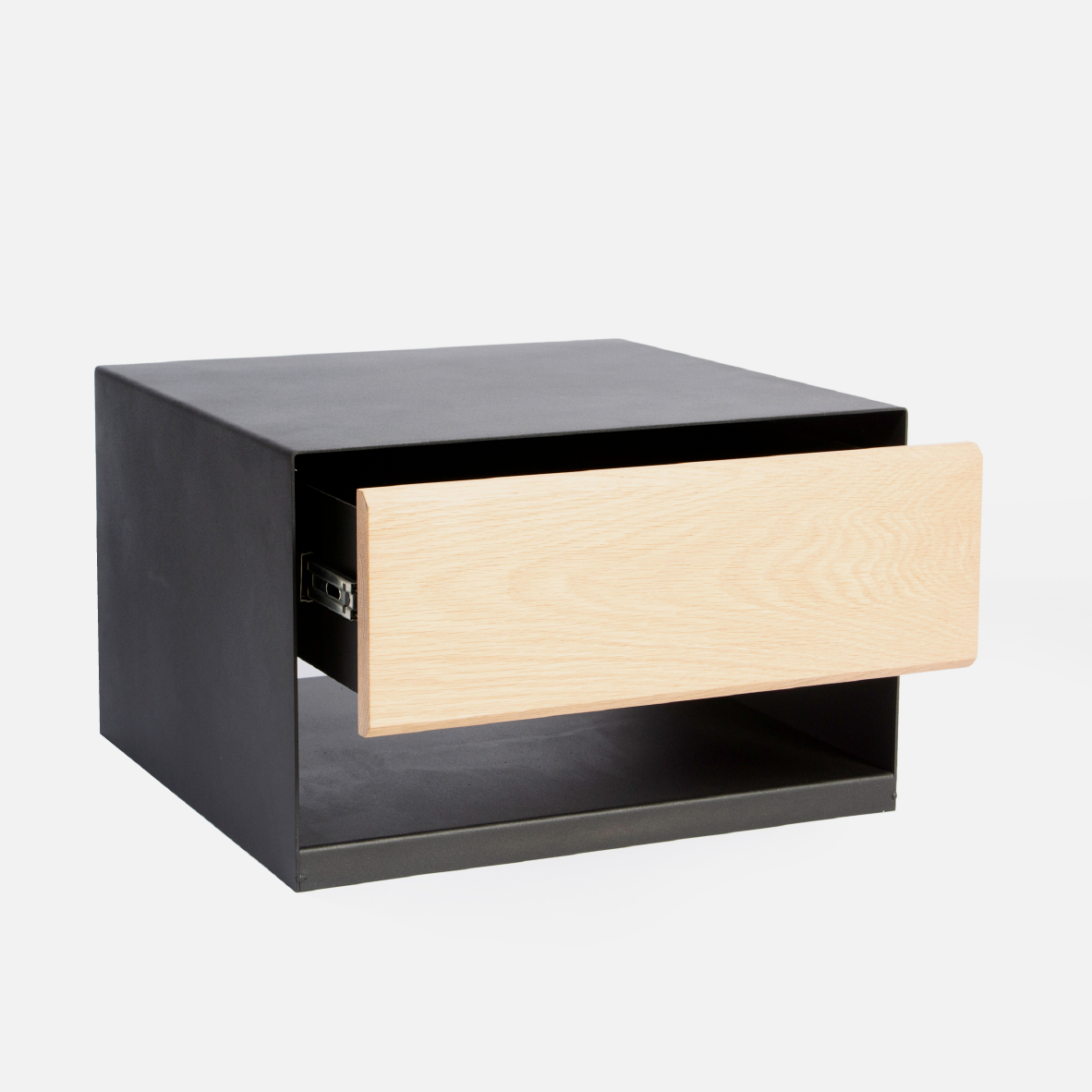 Oslo Steel Floating Bedside Table - Light Oak