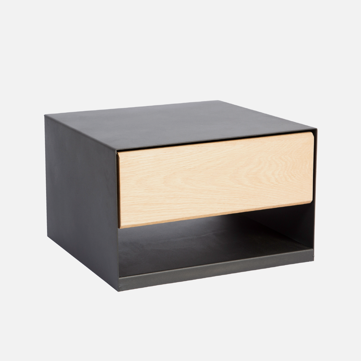 Oslo Steel Floating Bedside Table - Light Oak