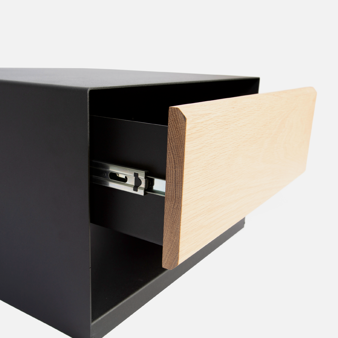 Oslo Steel Floating Bedside Table - Light Oak