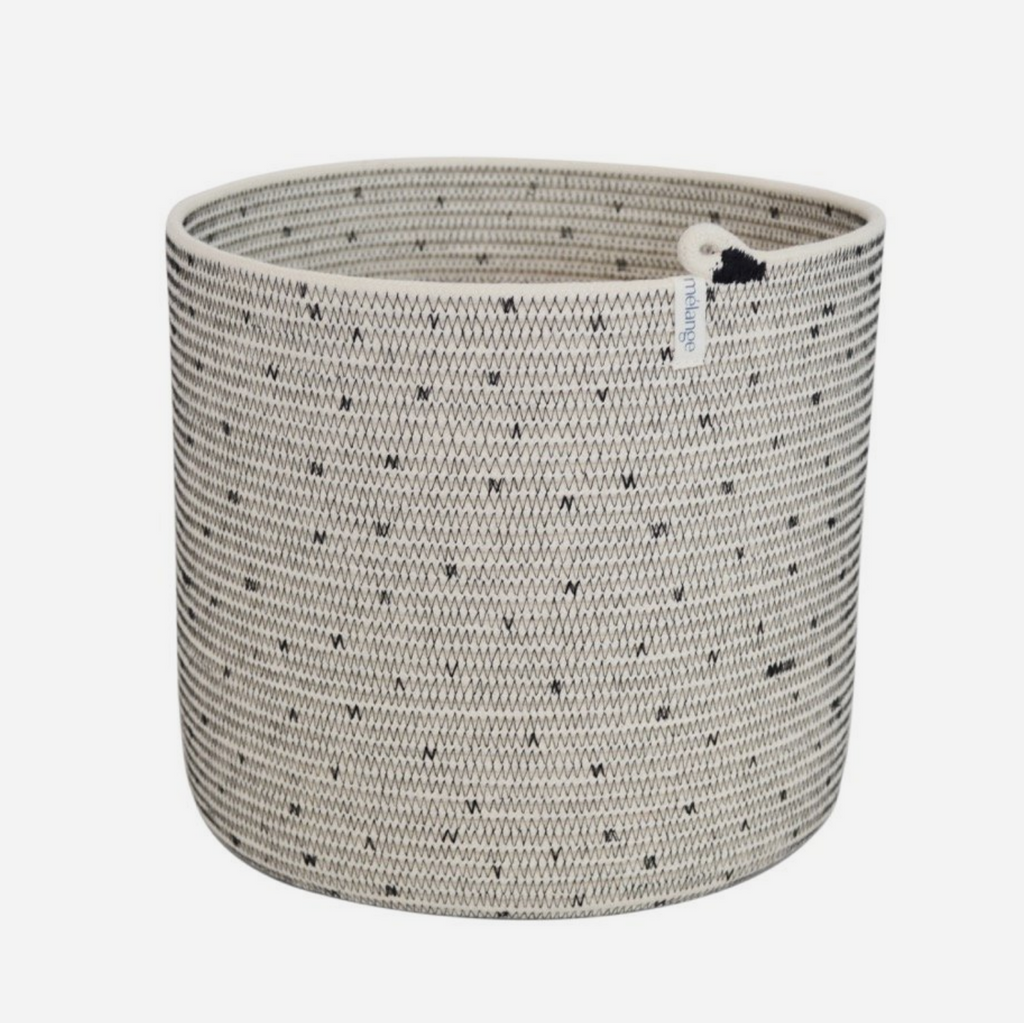 Cylinder Basket - Stitched Polka Dot