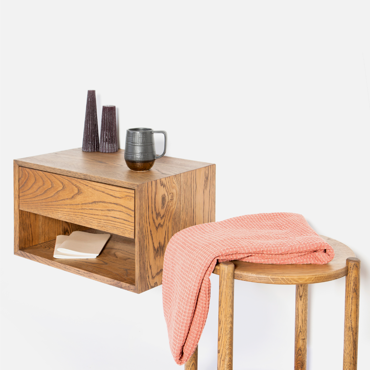 Copenhagen Floating Bedside Table Combo - Dark Oak