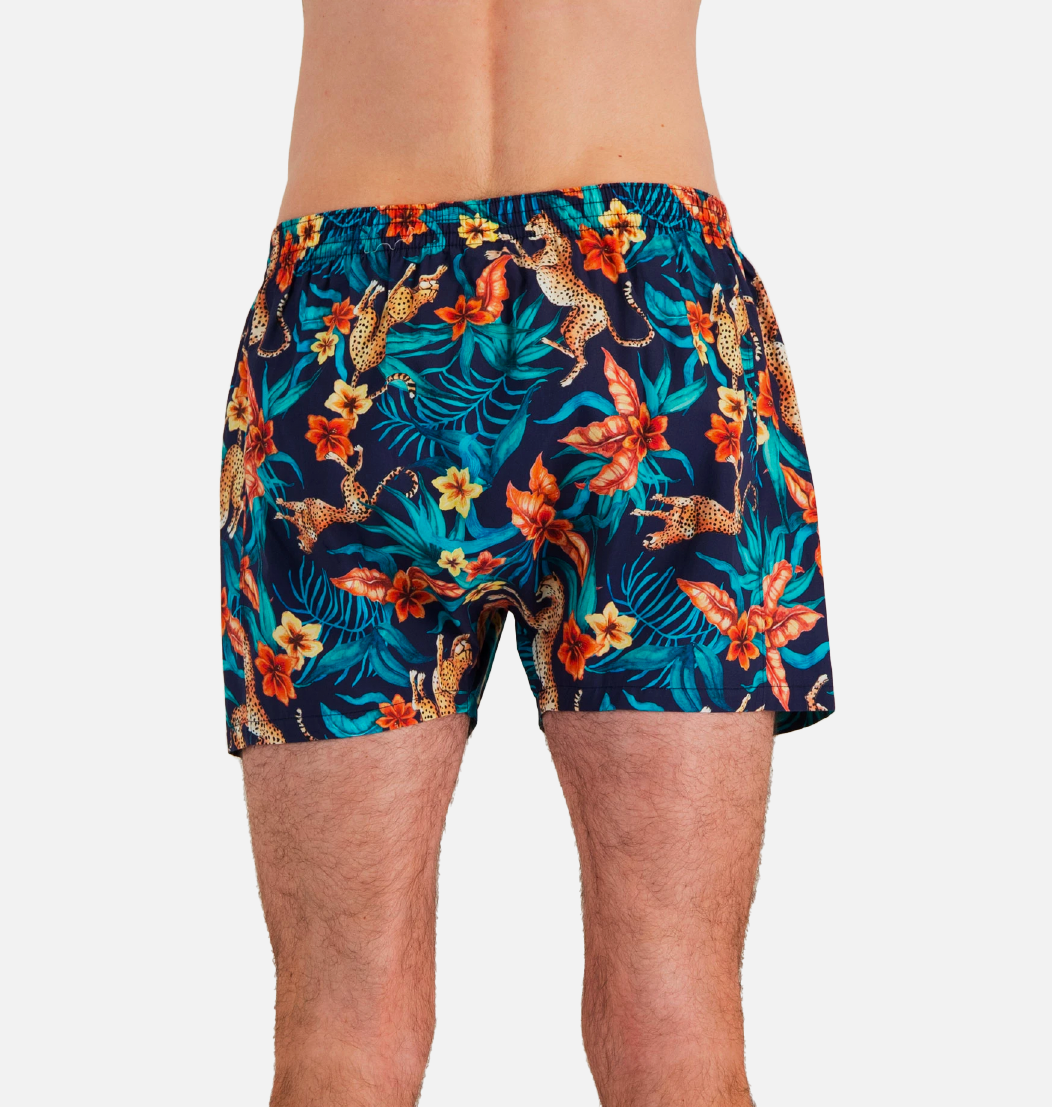 Mens Boxer Shorts - Jungle Cheetah Navy