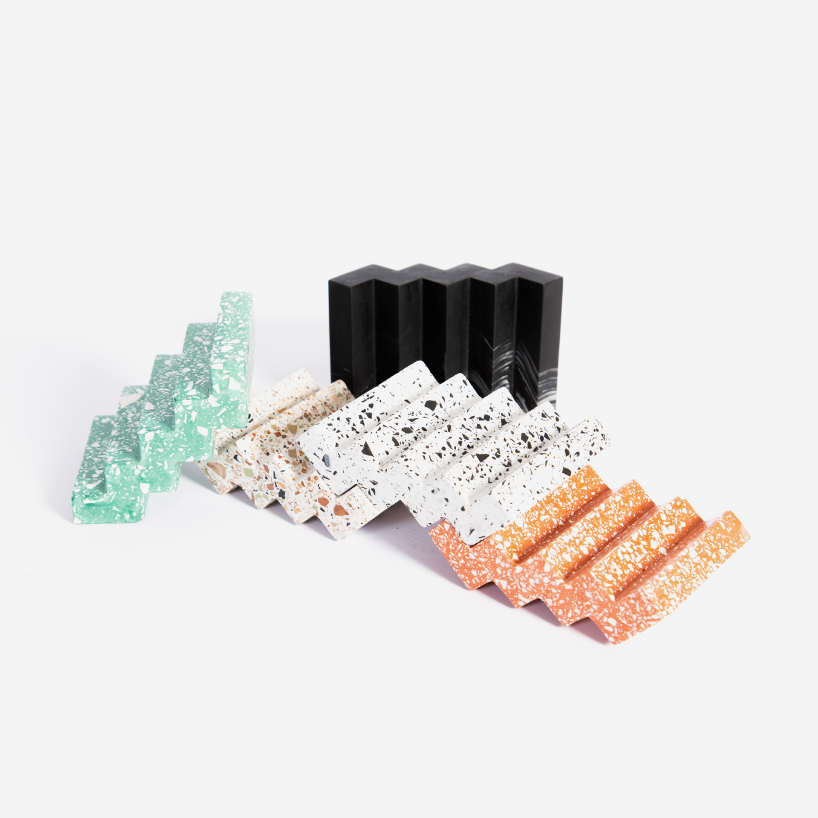 Zig Zag Soap Dish - White & Colour Terrazzo