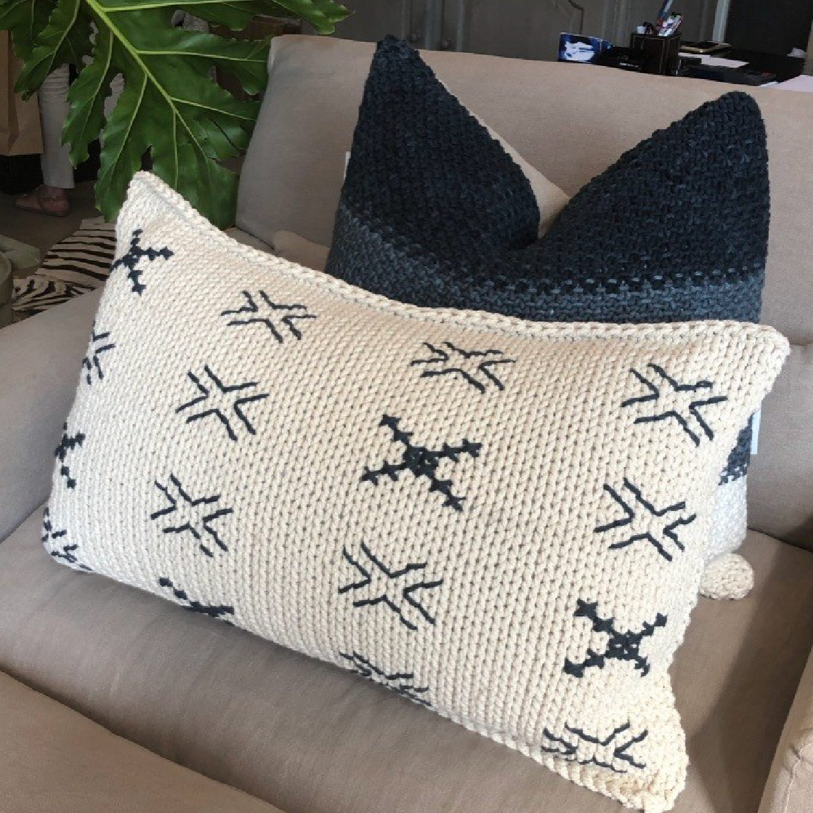 Knitted Twine Scatter Cushion - Bold X