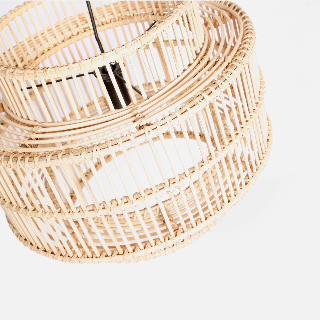 Rattan Thick 3 Tiered Pendant Light - Natural