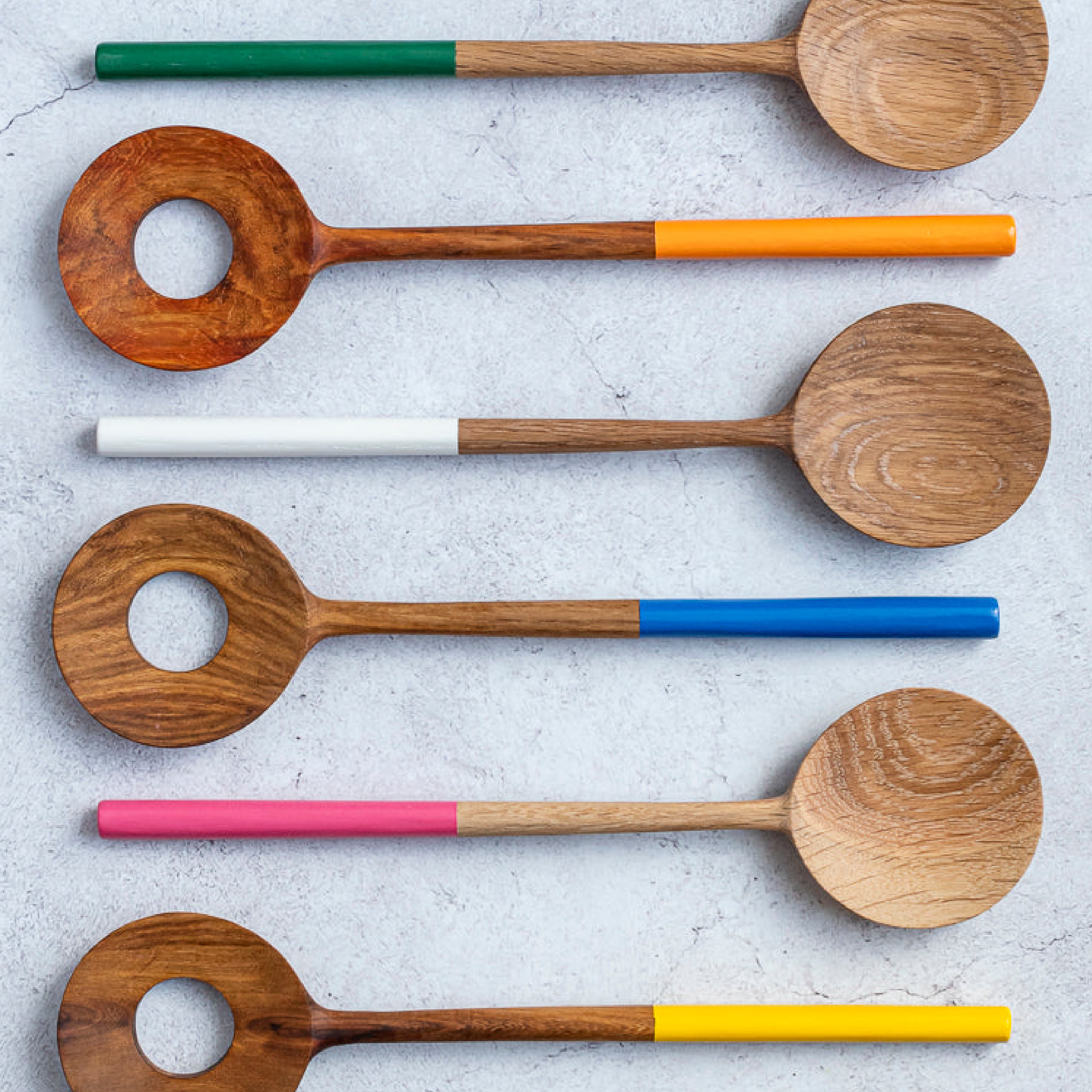 Long Salad Servers Set - Oak