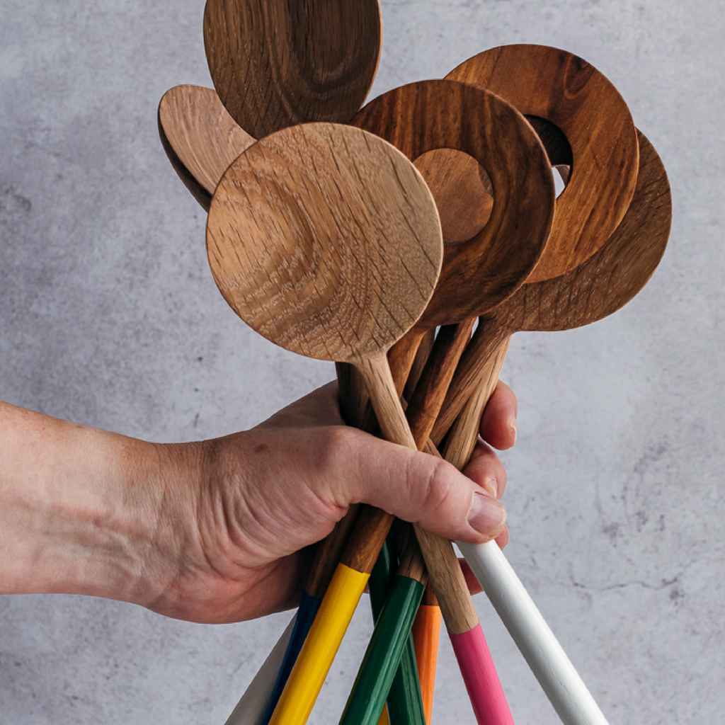 Long Salad Servers Set - Oak