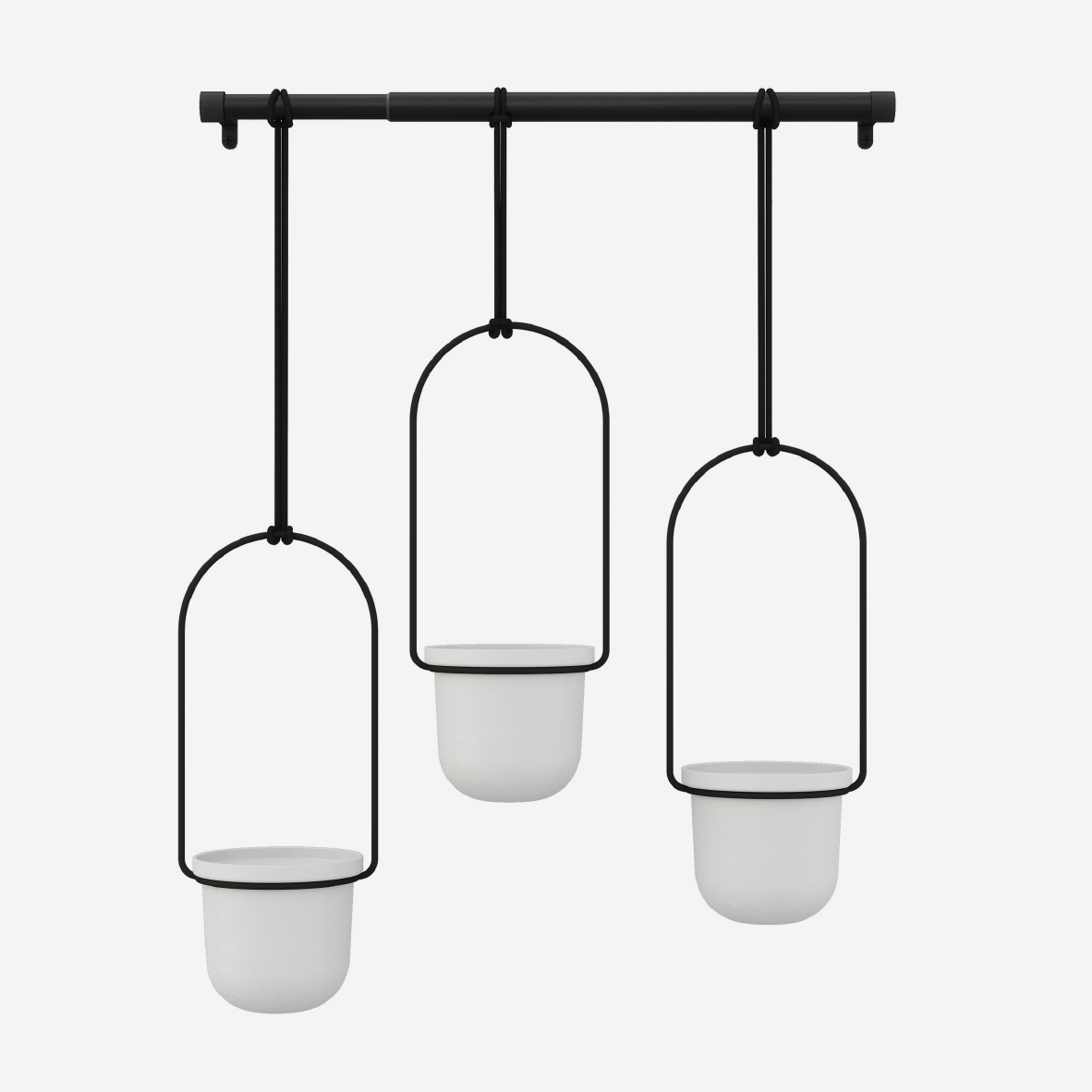 Triflora Hanging Planter - White & Black